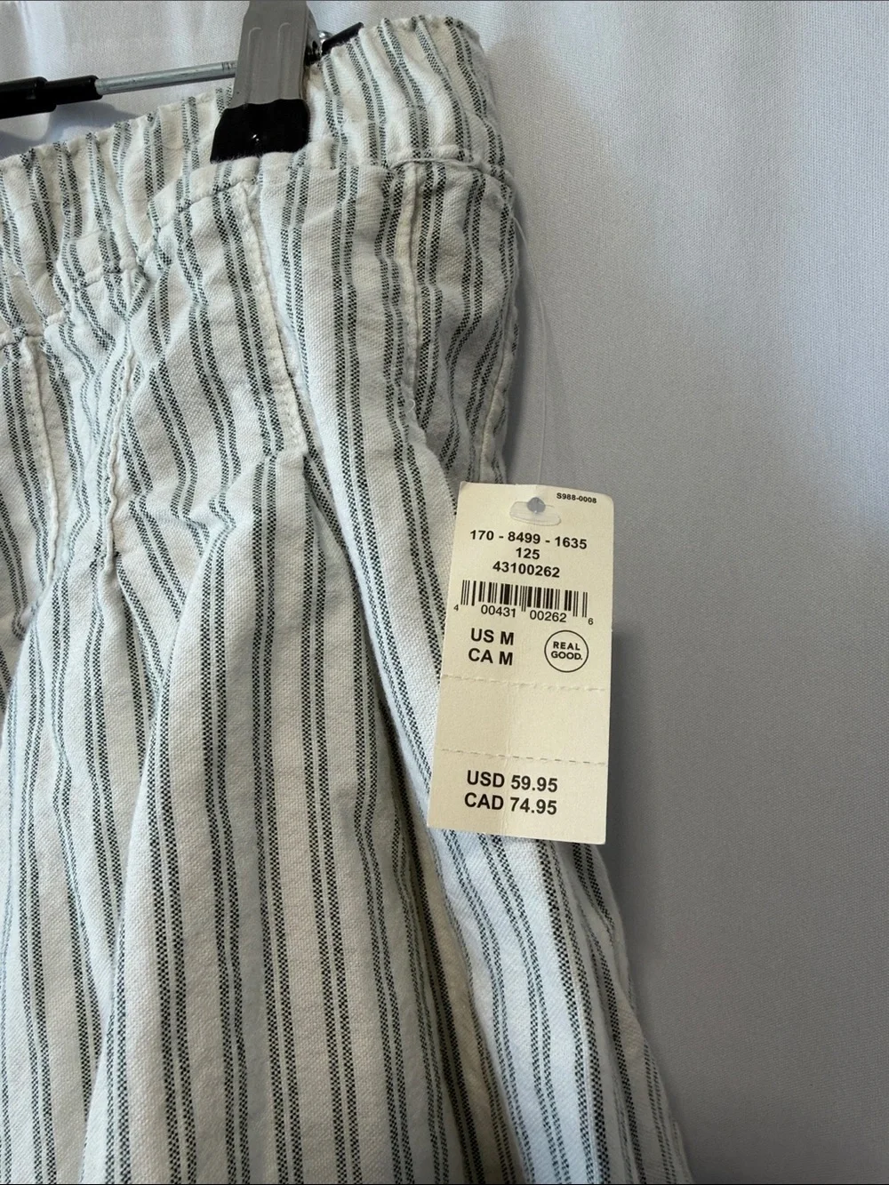 aerie White and Green Striped Button-Front Skort - Picture 2 of 4
